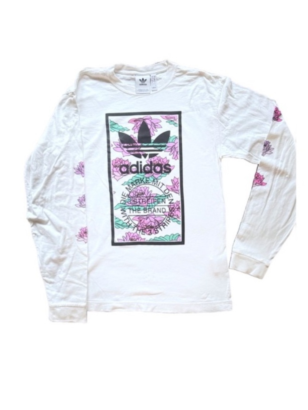 Adidas box logo Long Sleeve Tee with Graphic Design - Picture 1 of 8